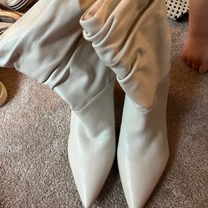 White slouchy boots